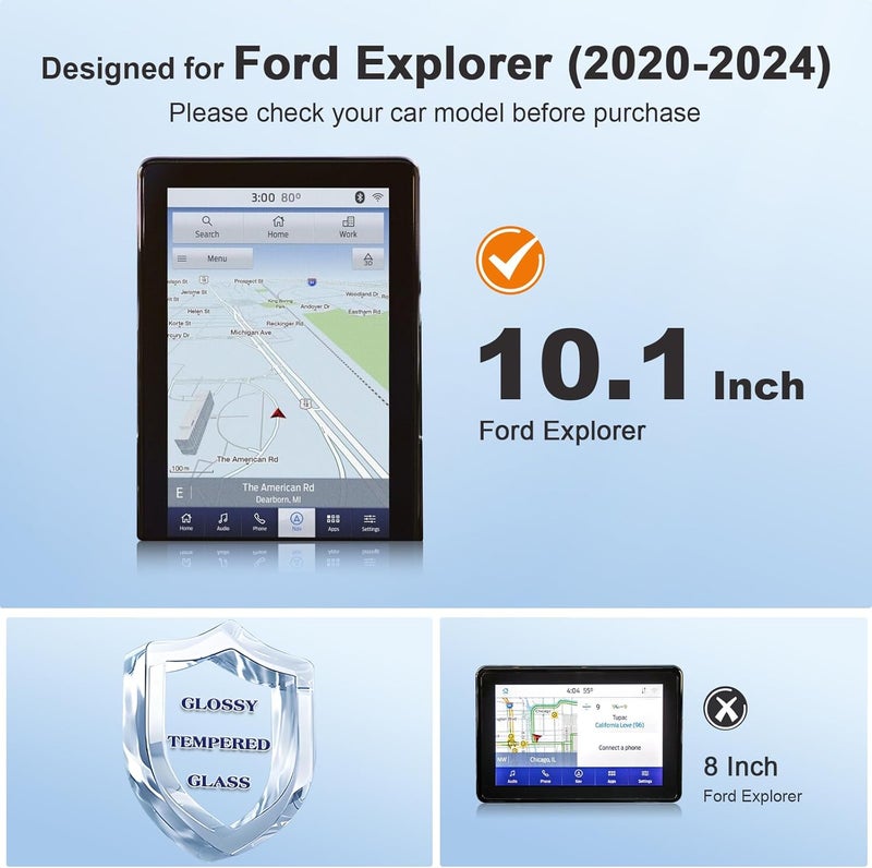 BSTW for 2020 Ford Explorer Screen Protector for 2020-2024 Explorer SYNC 3 10.1" Touchscreen for Ford Explorer 2024 Accessories Touch Screen Guard Tempered Glass Protective Film (Explorer 10.1-In HD) - Image 2